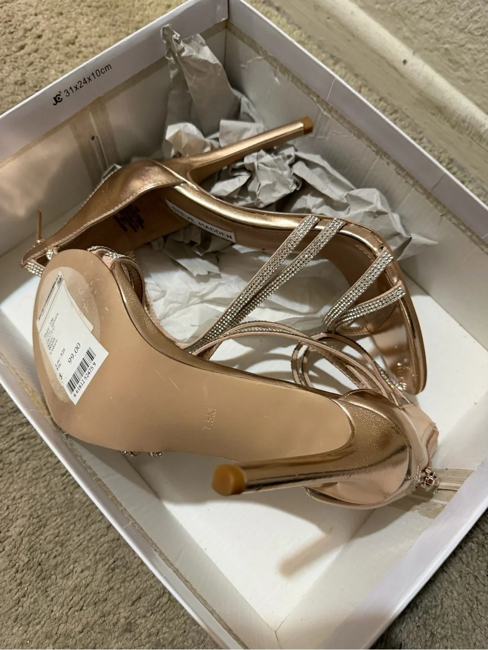 Steve Madden Gold Rhinestone-Strap Stiletto Heels